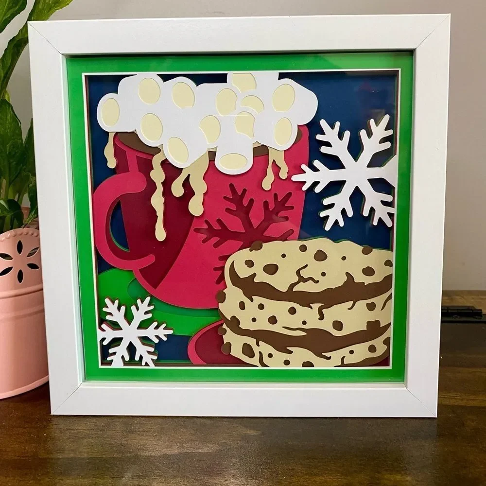 3D Hot Cocoa & Cookies Christmas Shadowbox
